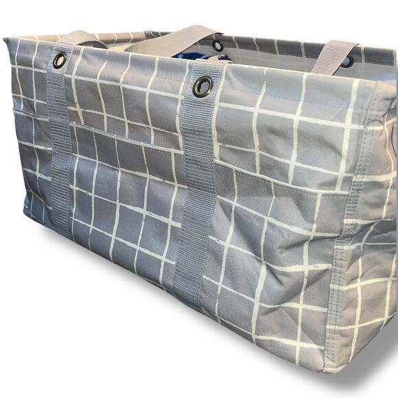 Thirty One Large Utility Tote Organizer Canvas Car Beach Collapsible Trunk Gray - Picture 1 of 11